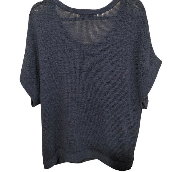 1105)WD.NY Women's Short Sleeve Oversized Slouchy Blue Sweater Plus Size 2X - Picture 3 of 9